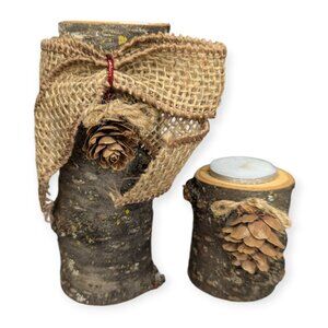 Wood Tea Light Holders Fall Autumn Thanksgiving Winter Decor
